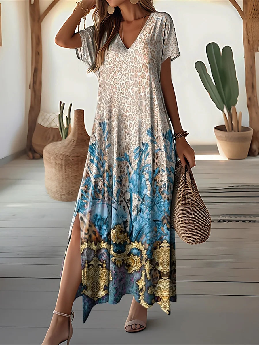 Floral Print Women Dresses Summer Long Dresses