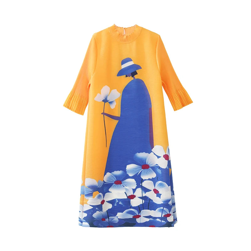 Printed French Dress Beautiful Dress Loose Free Size Women's Clothing