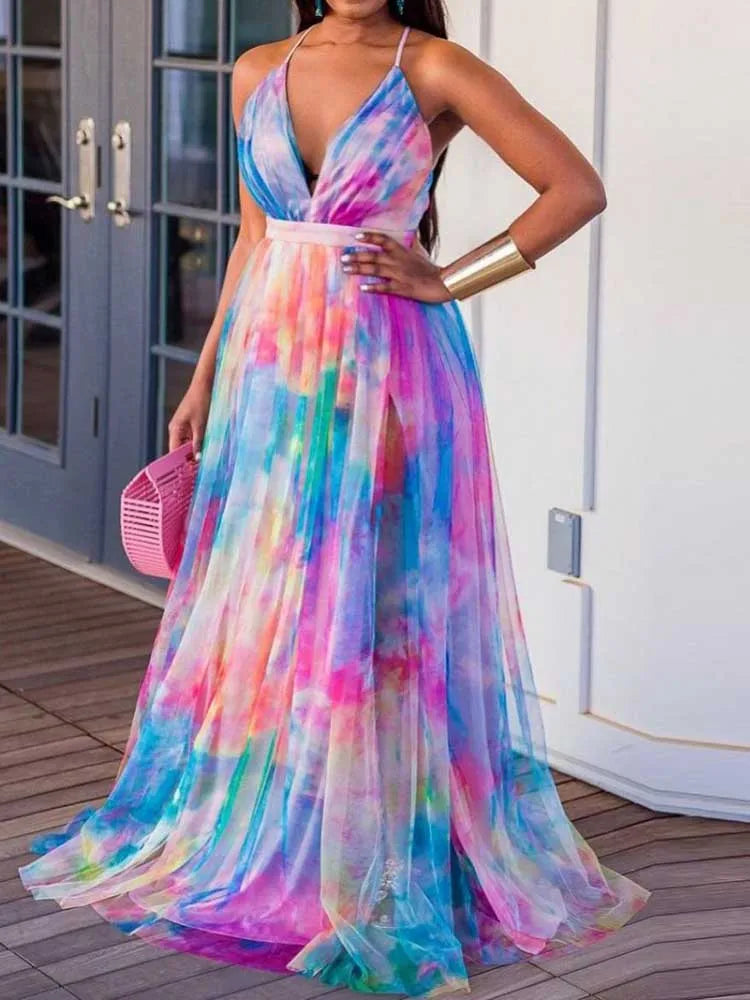 Evening Dresses Elegant and Beautiful Halterneck  Mesh Hem