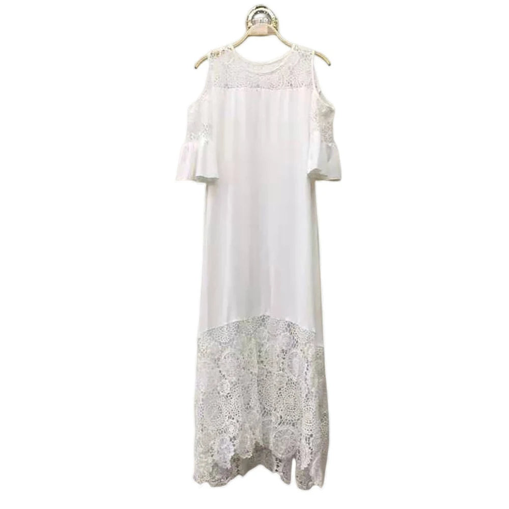 Party Dress Women Elegant Classy Plus Size Summer Round-Neck Off Shoulder Lace Short Sleeve Wedding Guest Dresses