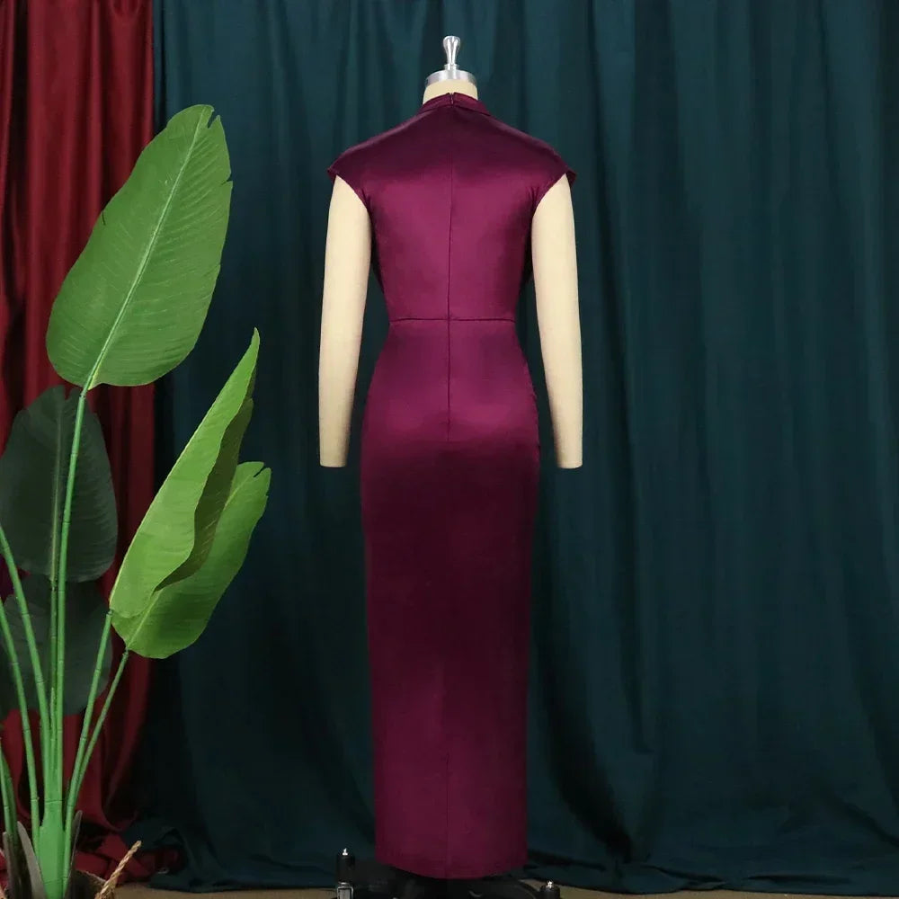 Burgundy Dresses Bodycon Long Prom Slit Evening Birthday Party Cocktail Outfits
