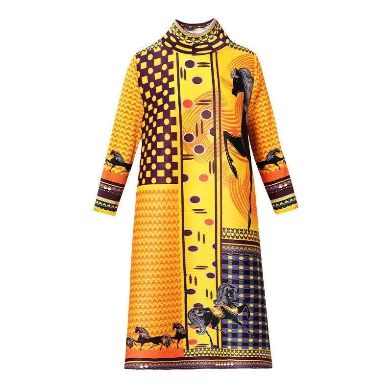 pleated Loose Fit Long one-piece dress gown