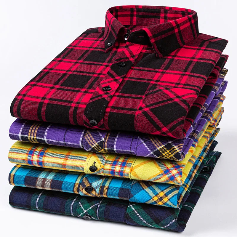 Yellow long-sleeve men slim fit casual plain shirt