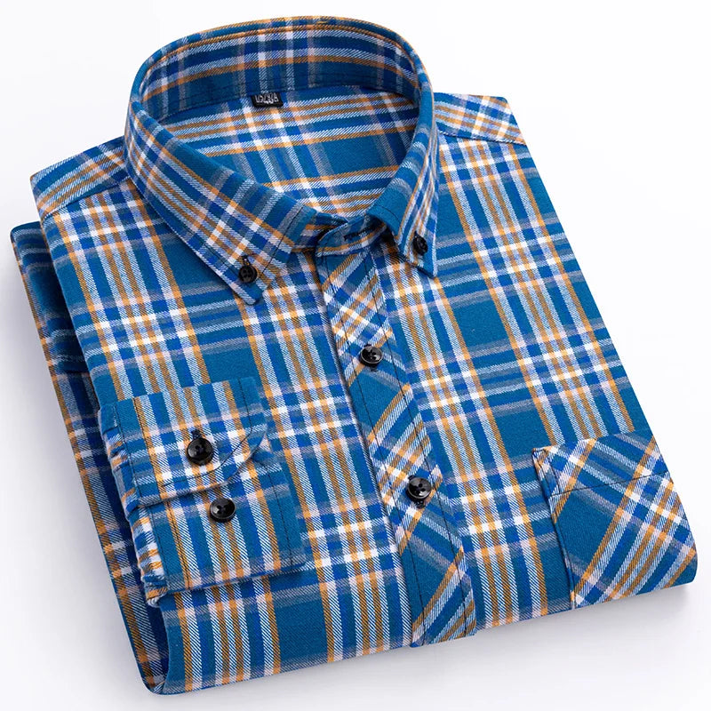Rose Red Plaid long-sleeve shirts men slim fit casual
