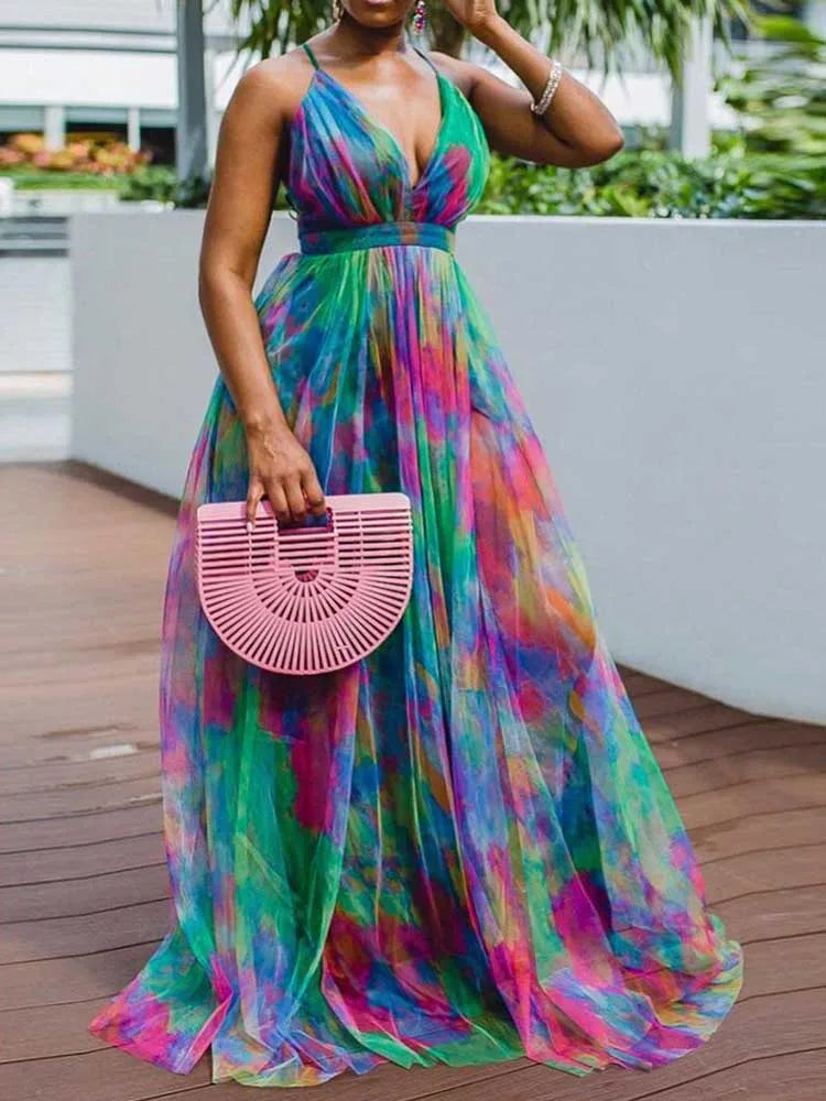 Evening Dresses Elegant and Beautiful Halterneck  Mesh Hem