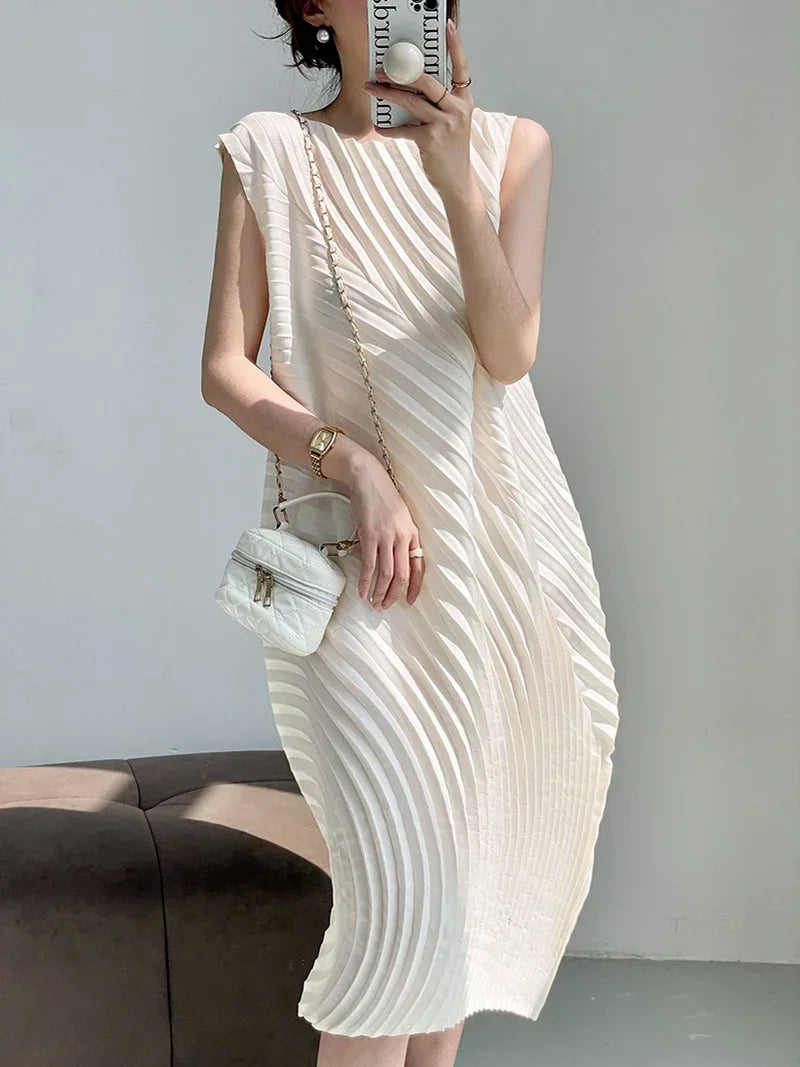 Pleated Sleeveless Dress
