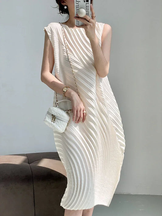 Pleated Sleeveless Dress
