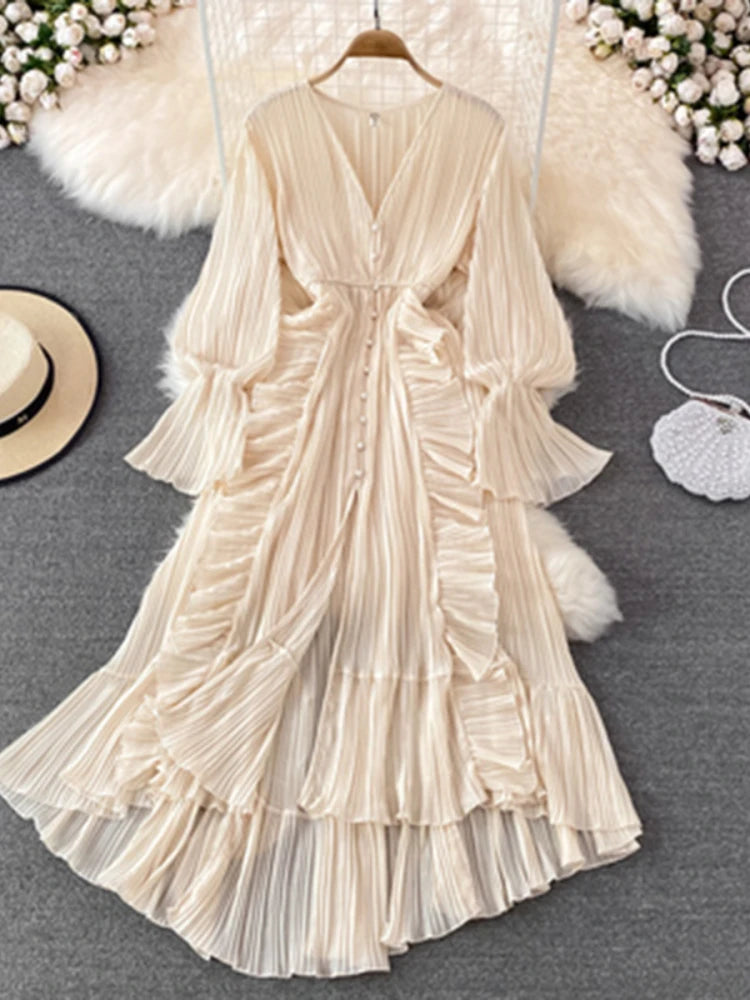 Ankle Length Long Dresses Puff Sleeve Lace Elegant Evening Party Summer Dress