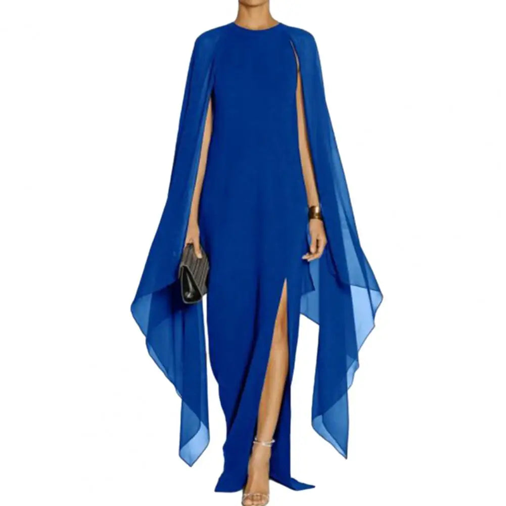 Women Gown Dress Chiffon Maxi Dress  Irregular Shawl Party Gown