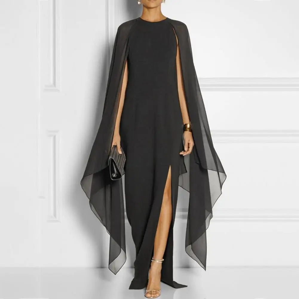 Women Gown Dress Chiffon Maxi Dress  Irregular Shawl Party Gown