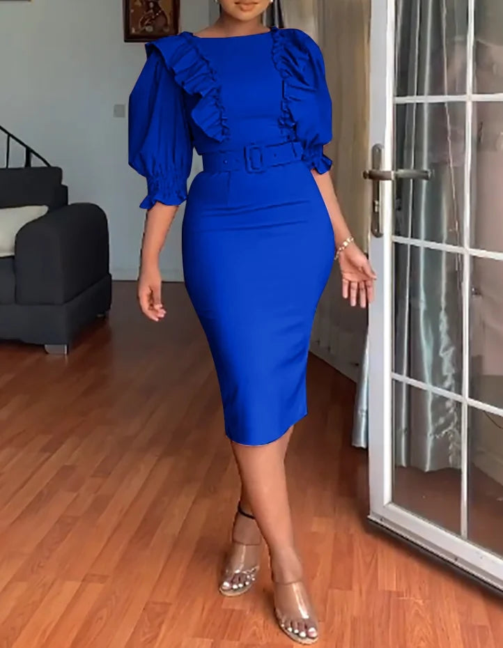Dresses Women Spliced Long Sleeve Slim Fit Wrap
