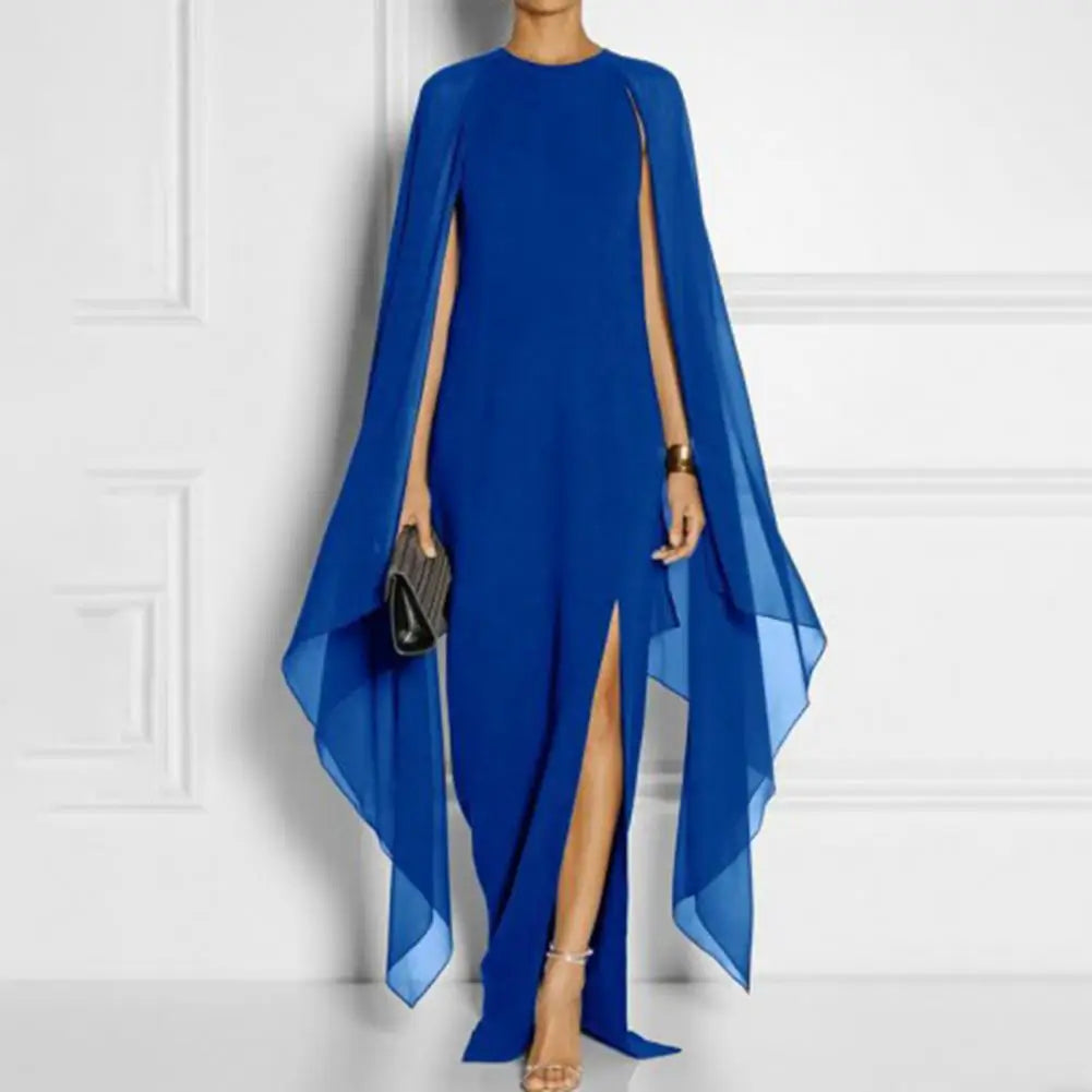 Women Gown Dress Chiffon Maxi Dress  Irregular Shawl Party Gown