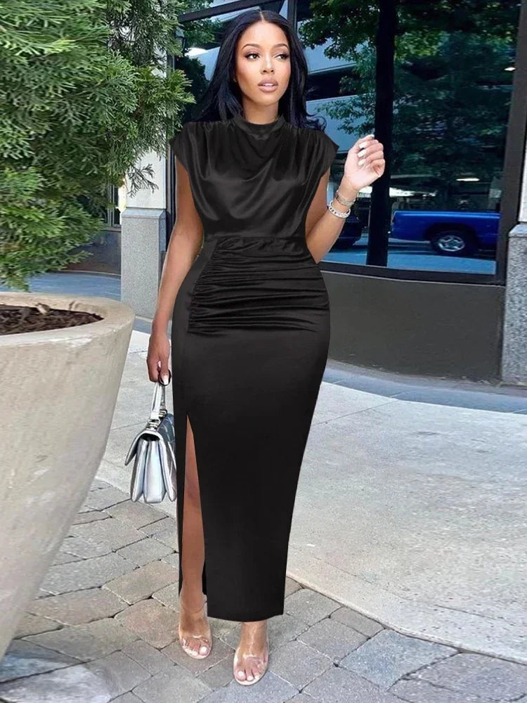 Burgundy Dresses Bodycon Long Prom Slit Evening Birthday Party Cocktail Outfits