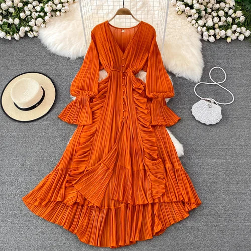 Ankle Length Long Dresses Puff Sleeve Lace Elegant Evening Party Summer Dress