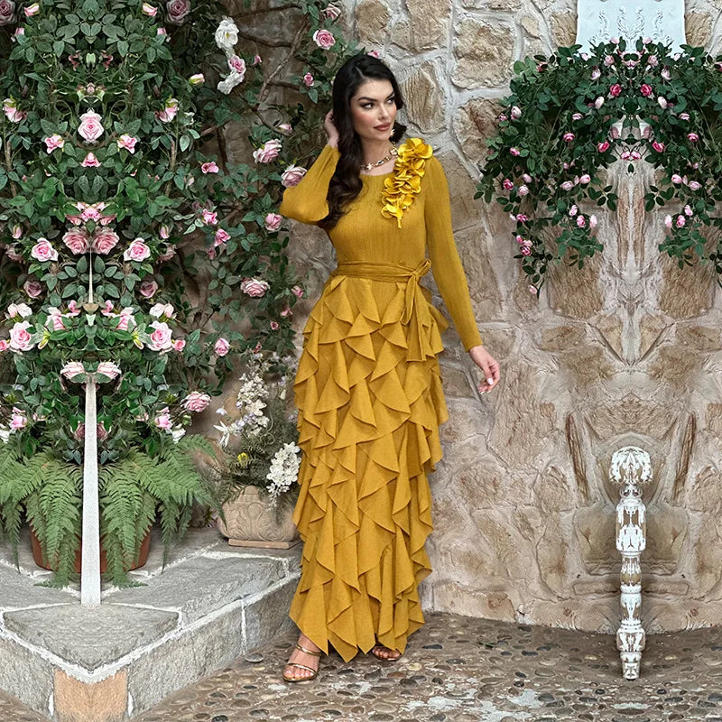 Flower Pleated Women's Dresses