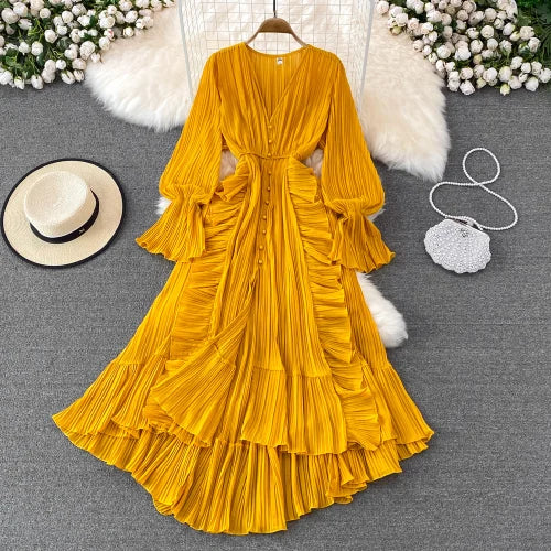 Ankle Length Long Dresses Puff Sleeve Lace Elegant Evening Party Summer Dress