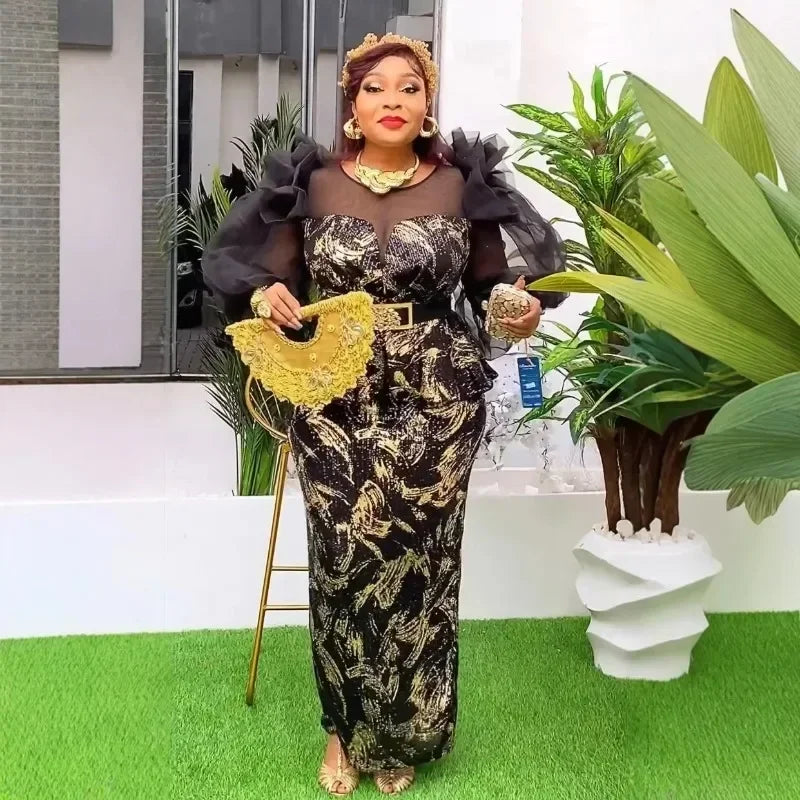 Sequin Dresses Women Plus Size Party Long Dress