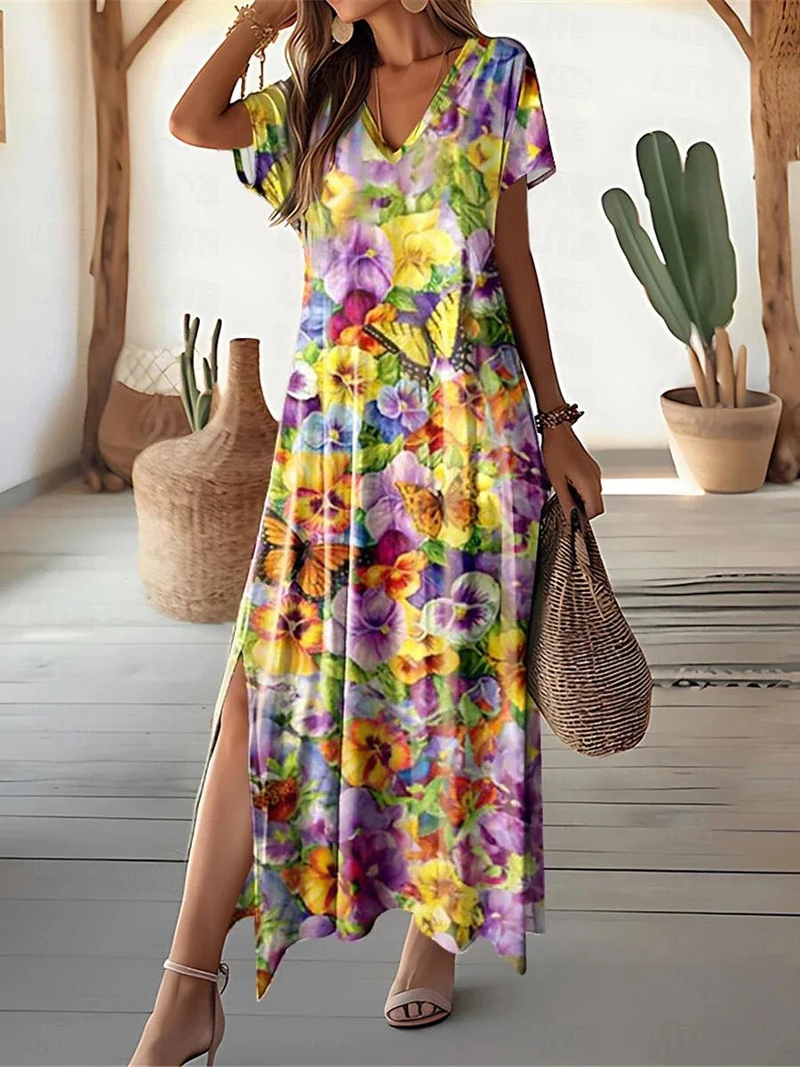 Floral Print Women Dresses Summer Long Dresses