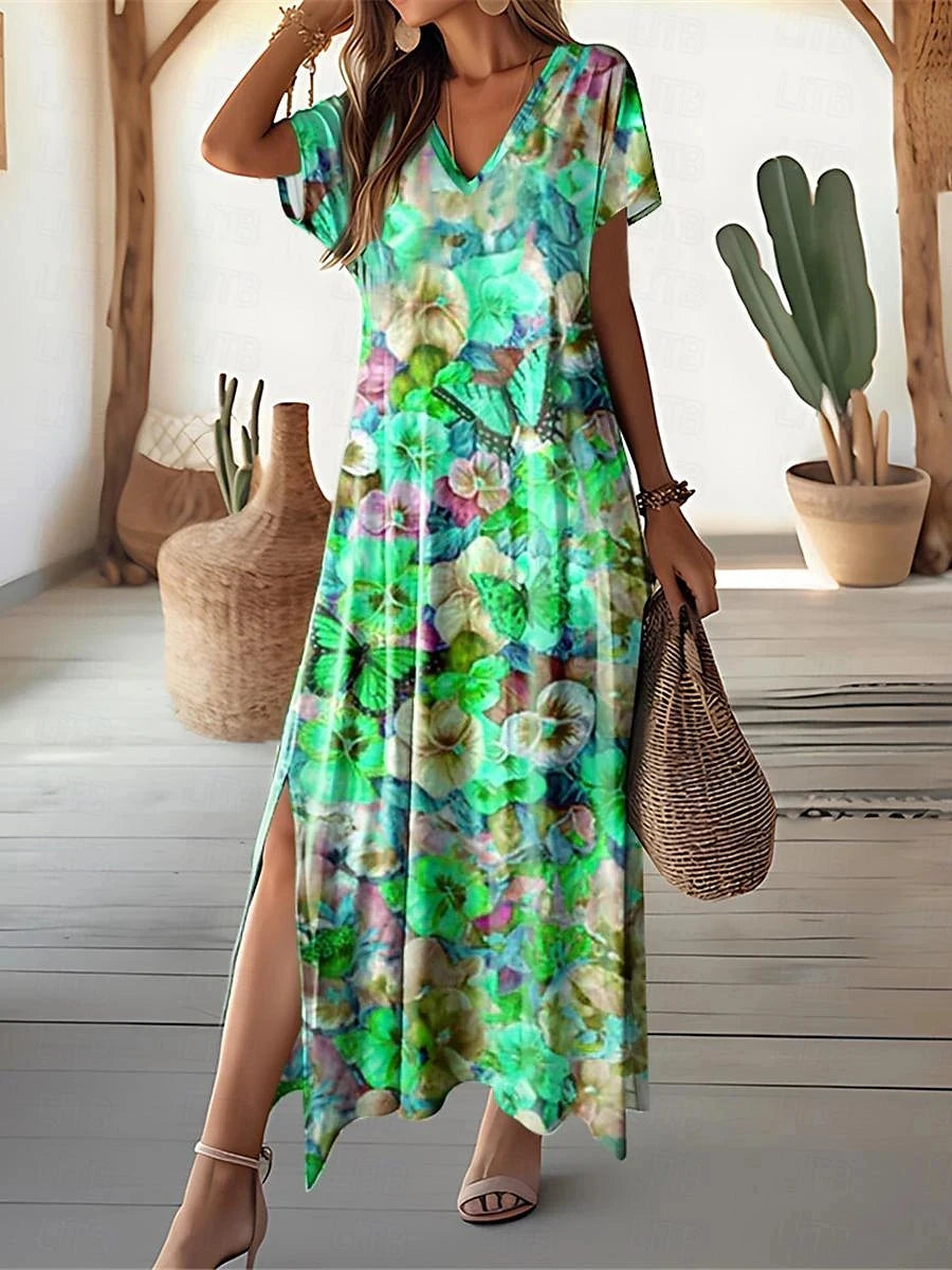 Floral Print Women Dresses Summer Long Dresses