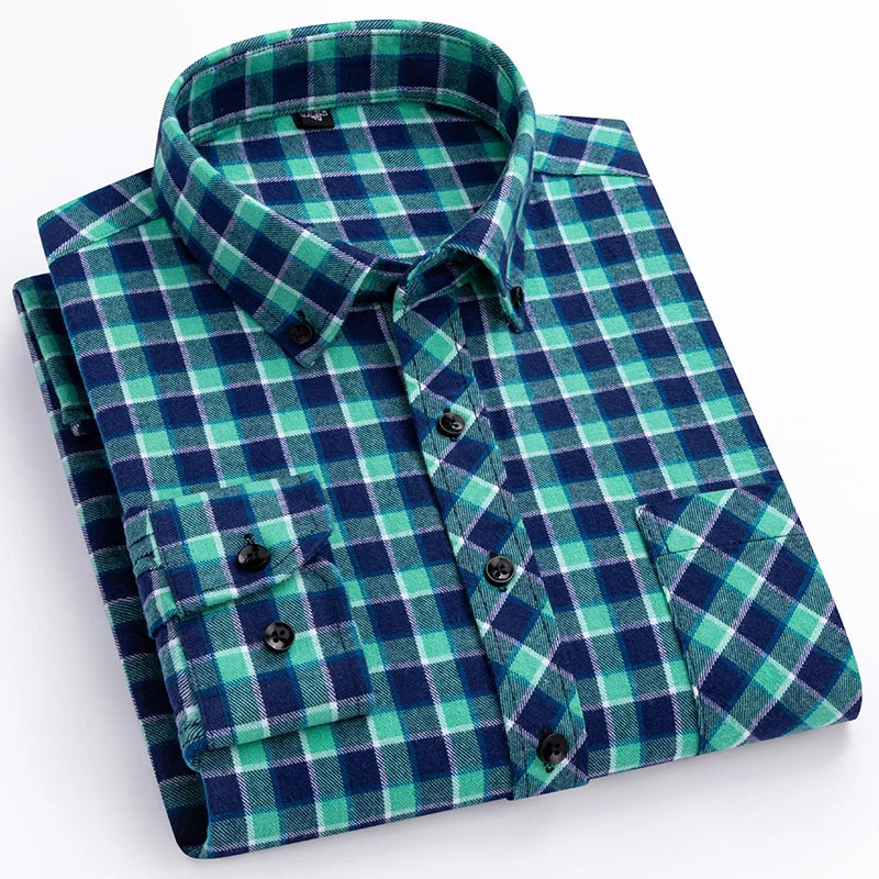 Navy long-sleeve shirts men slim fit casual plain shirt
