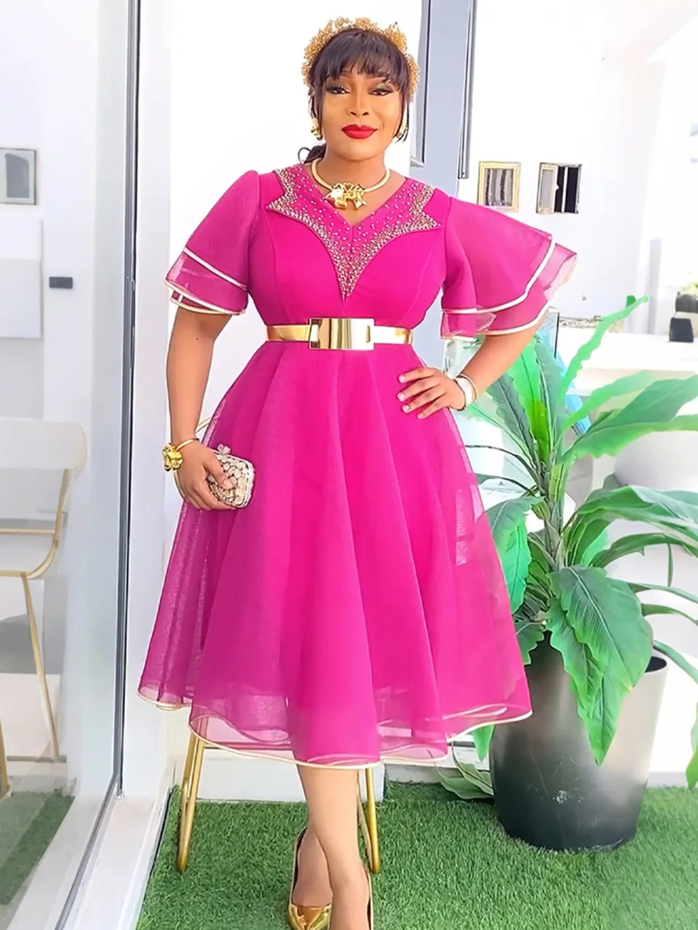 Denicy Women 2 PCS Sets Tops And Skirts Suits Gown Plus Size Wedding Party Dresses