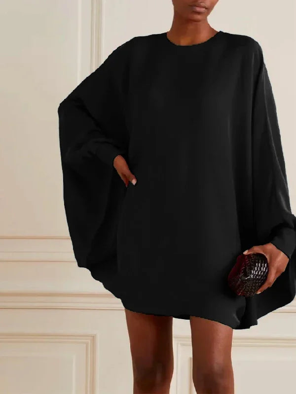Above Knee Dress Neck Batwing Sleeves Loose Dresses