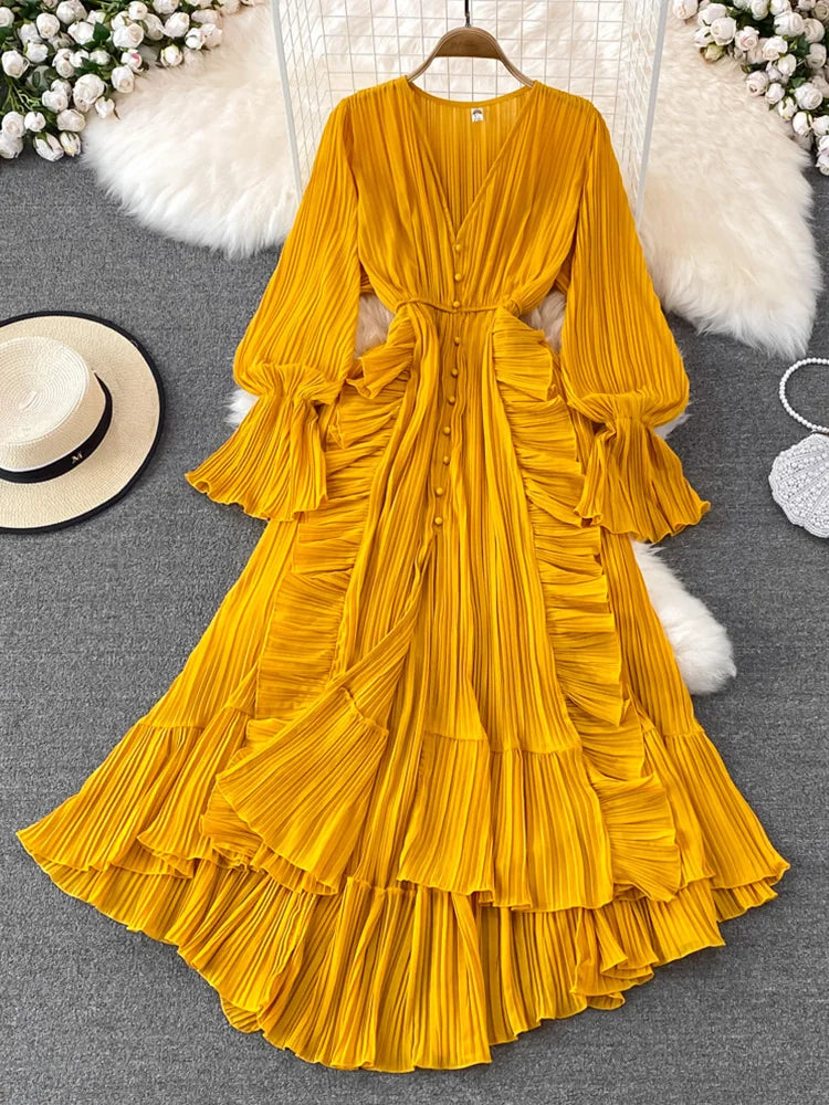 Ankle Length Long Dresses Puff Sleeve Lace Elegant Evening Party Summer Dress