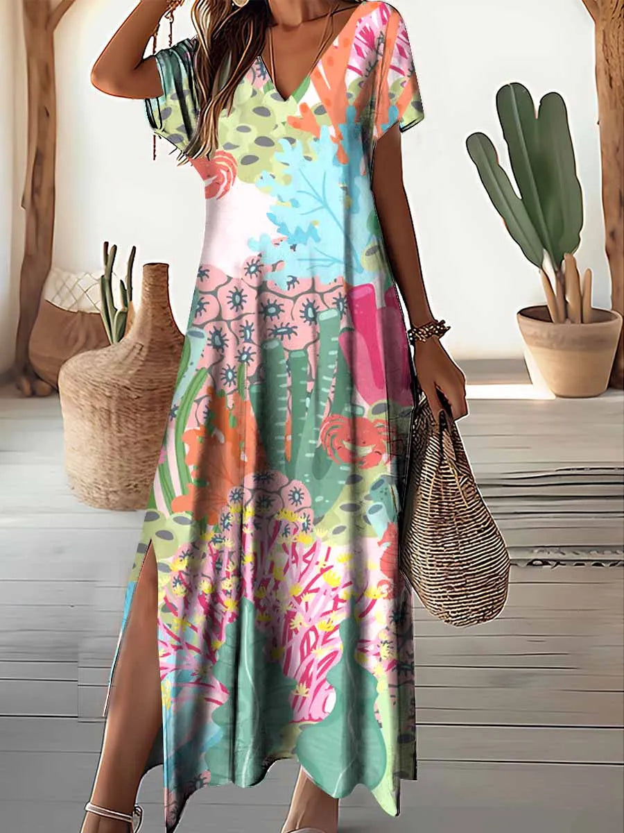 Floral Print Women Dresses Summer Long Dresses