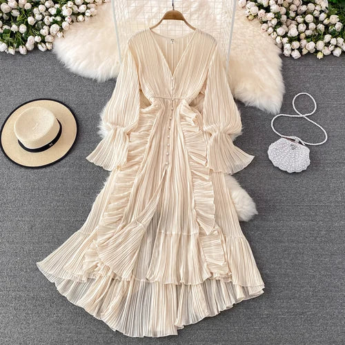 Ankle Length Long Dresses Puff Sleeve Lace Elegant Evening Party Summer Dress