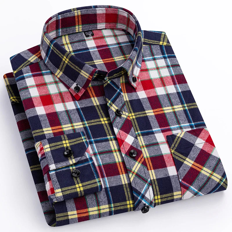 Navy long-sleeve shirts men slim fit casual plain shirt