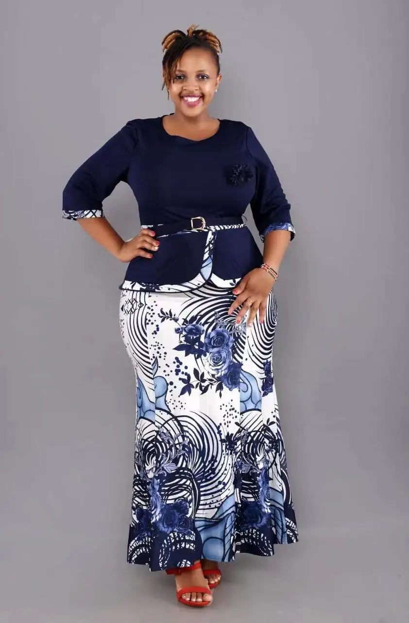 Tops and Long Skirt Women Plus Size Clothing Party Suit