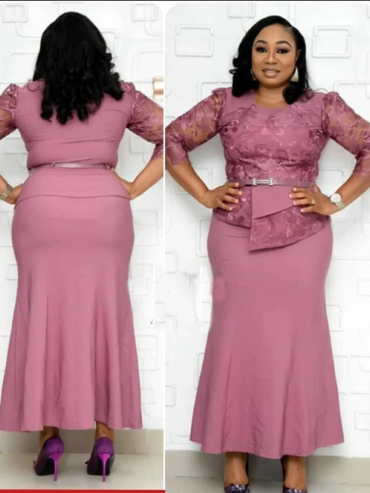 Long Maxi Dress Fashion Lace Patchwork Night Party Dress