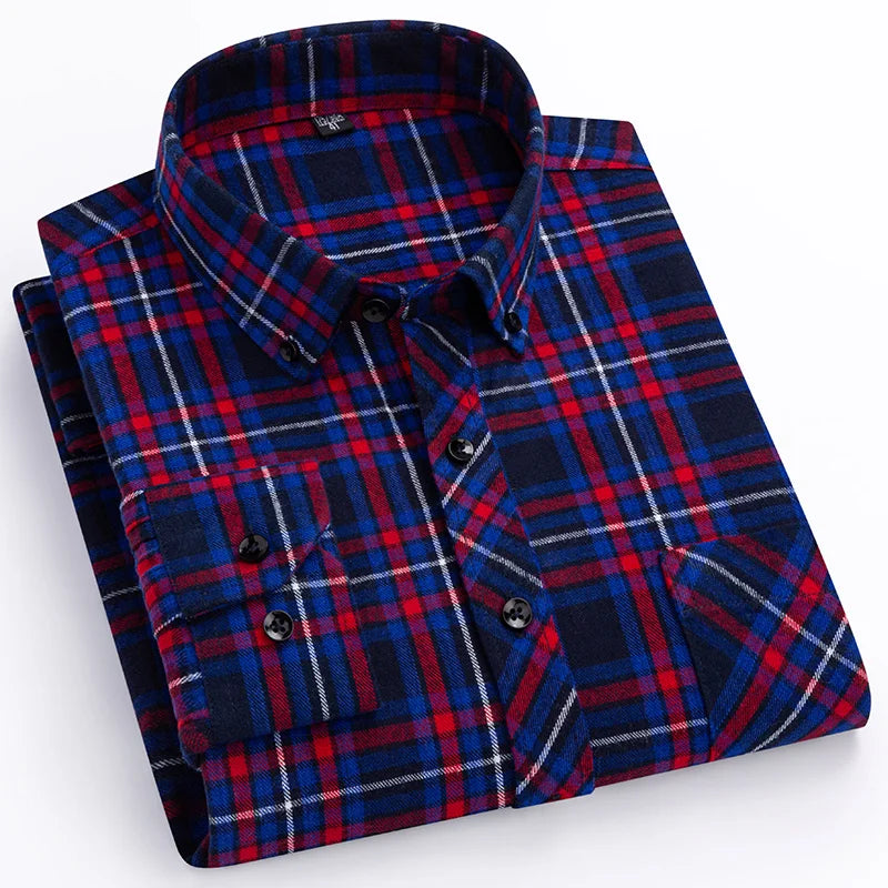 Navy long-sleeve shirts men slim fit casual plain shirt
