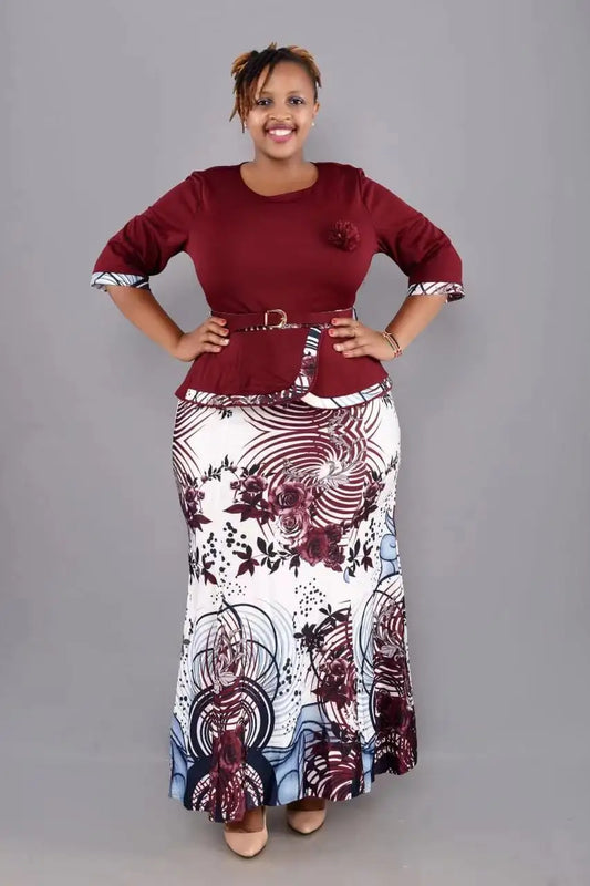 Tops and Long Skirt Women Plus Size Clothing Party Suit