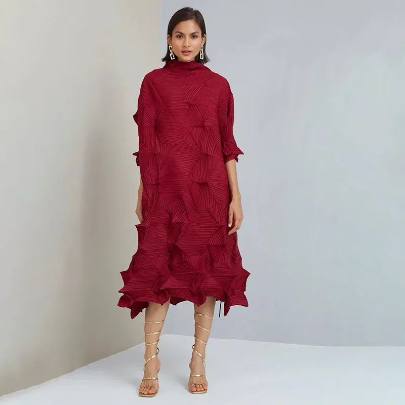 Wrinkle Loose Mid Length Party Dress