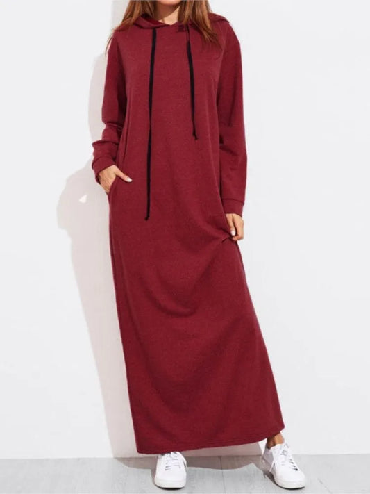 Autumn And Winter Women's Long Sleeve Hooded Sweatshirt Dress Black Elegant Casual Dresses