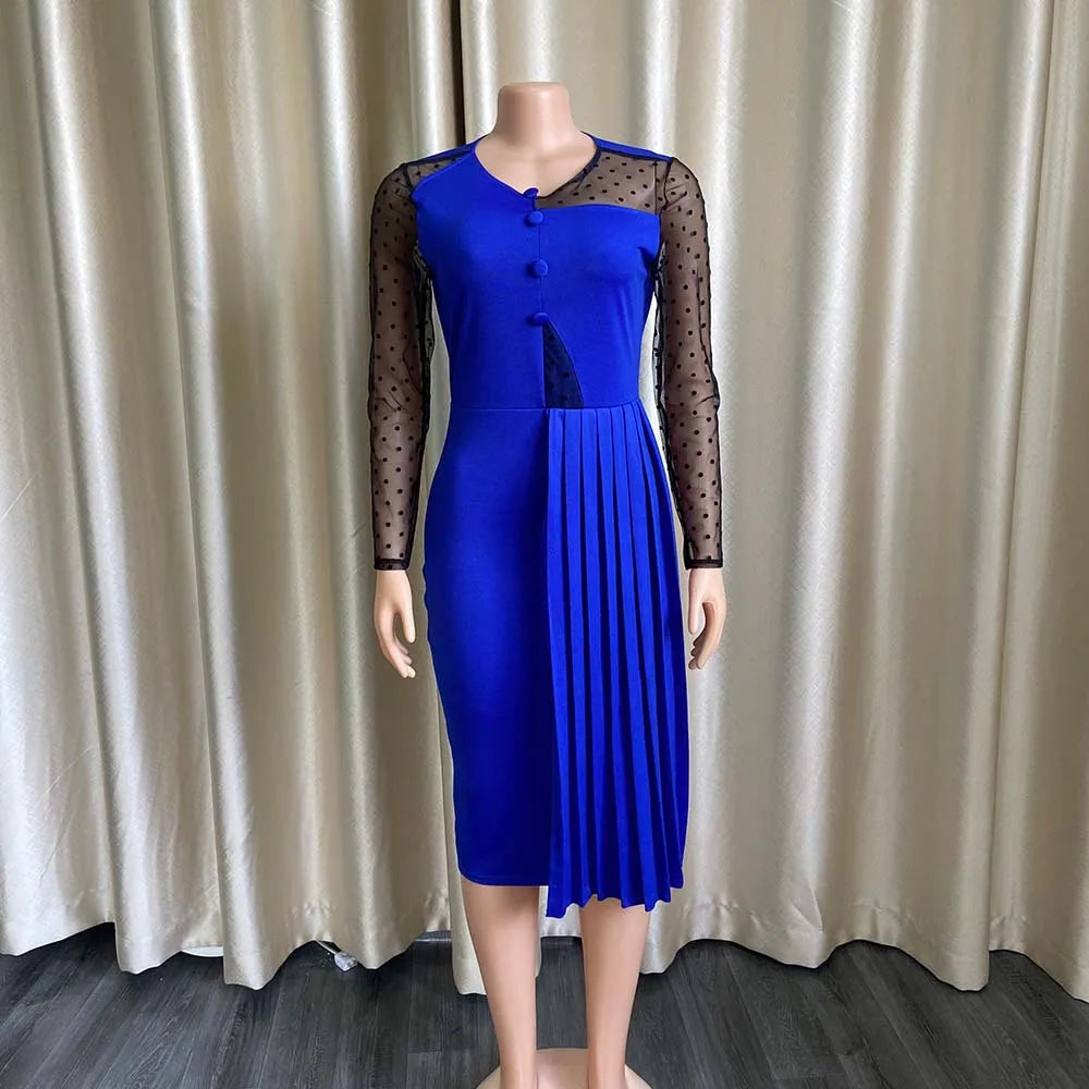 Dresses Women Spliced Long Sleeve Slim Fit Wrap