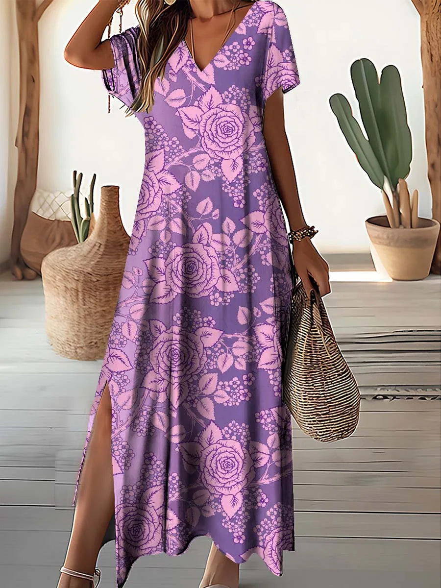 Floral Print Women Dresses Summer Long Dresses