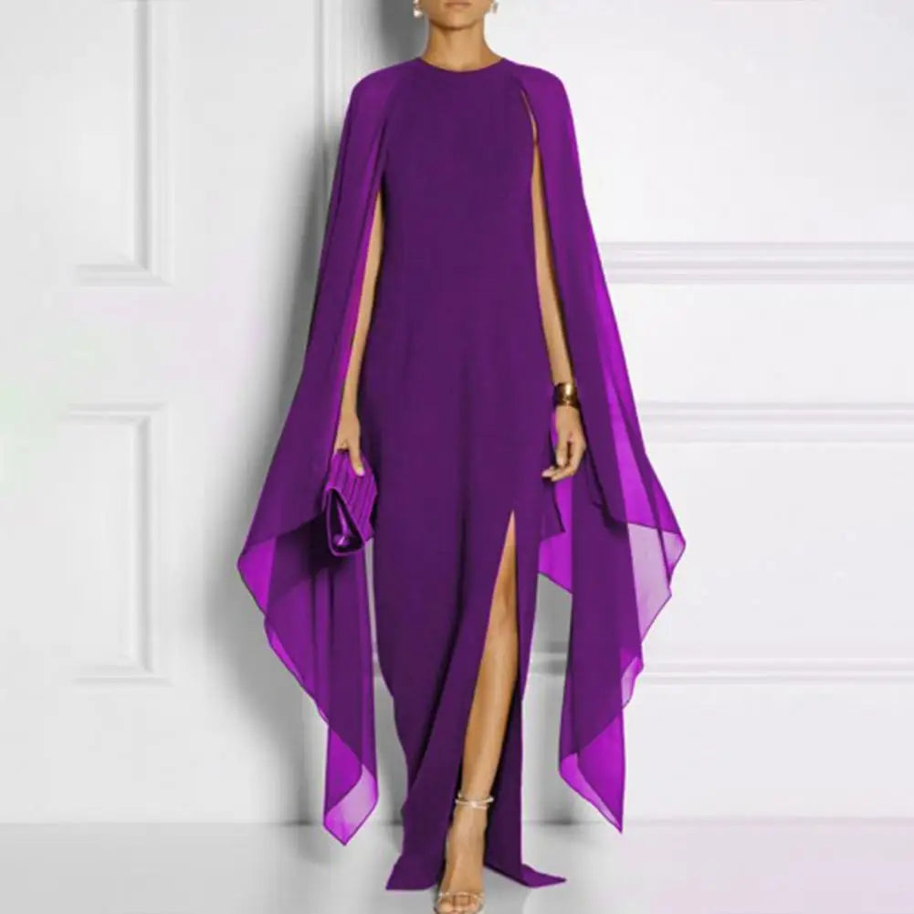 Women Gown Dress Chiffon Maxi Dress  Irregular Shawl Party Gown