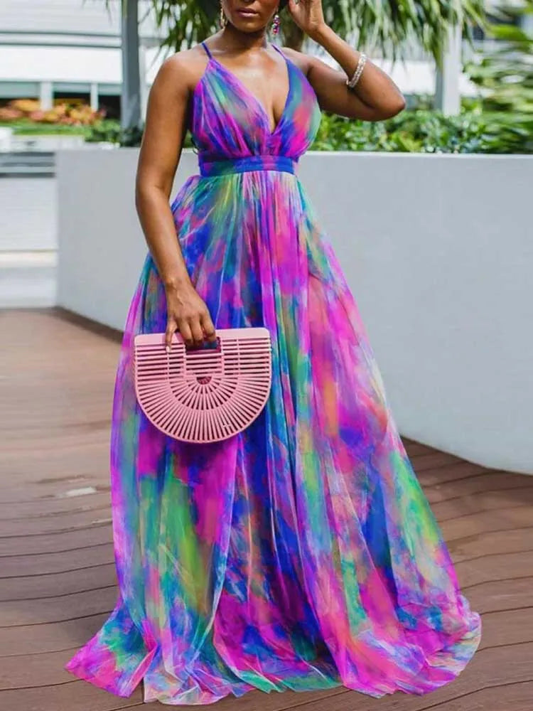 Evening Dresses Elegant and Beautiful Halterneck  Mesh Hem