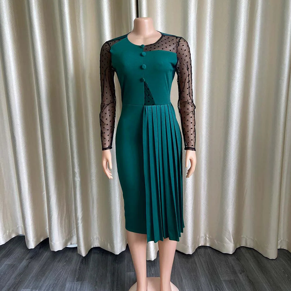 Dresses Women Spliced Long Sleeve Slim Fit Wrap