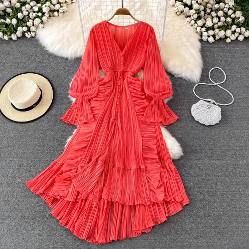 Ankle Length Long Dresses Puff Sleeve Lace Elegant Evening Party Summer Dress