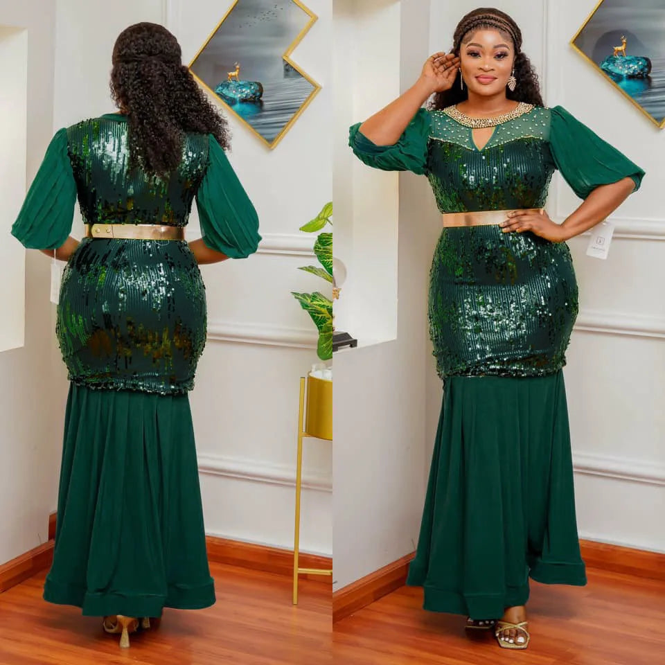 Woman Sequins Wedding Evening Gown Bodycon Maxi Long Dress