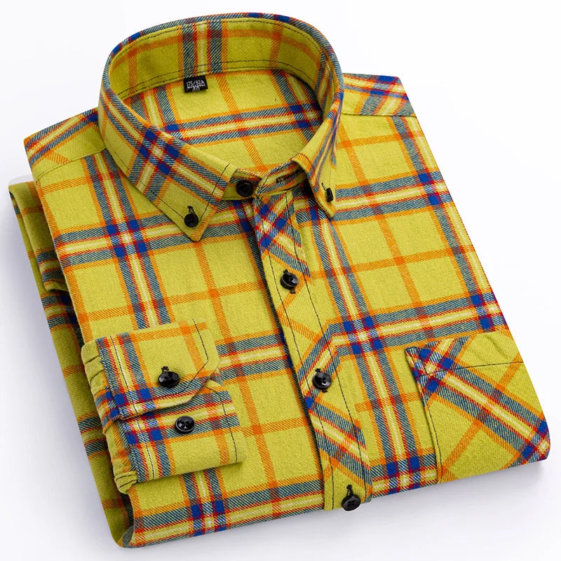 long-sleeve shirts men slim fit casual plaid Red geometric shirt