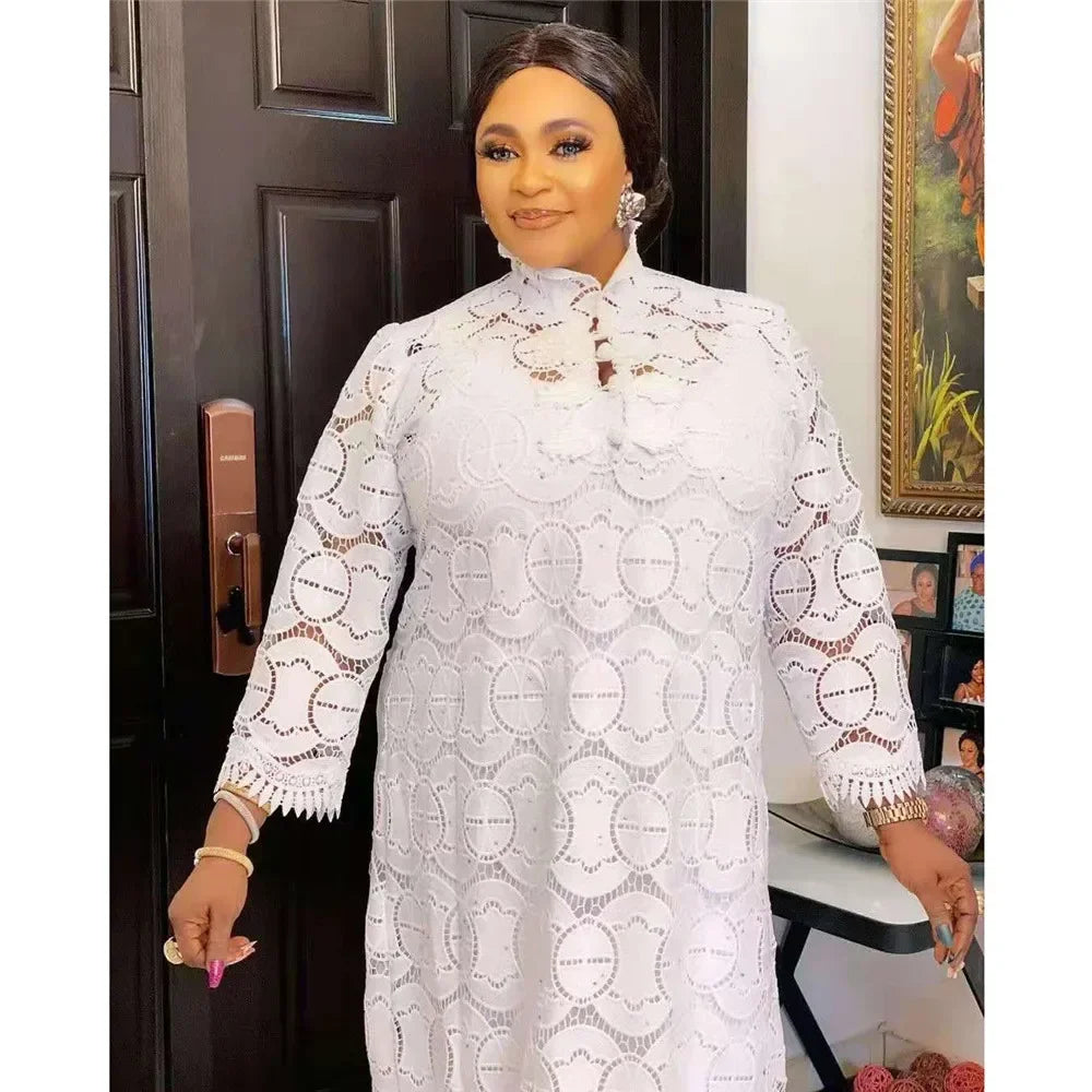 White Lace Dress Women Maxi Dresses Denicy