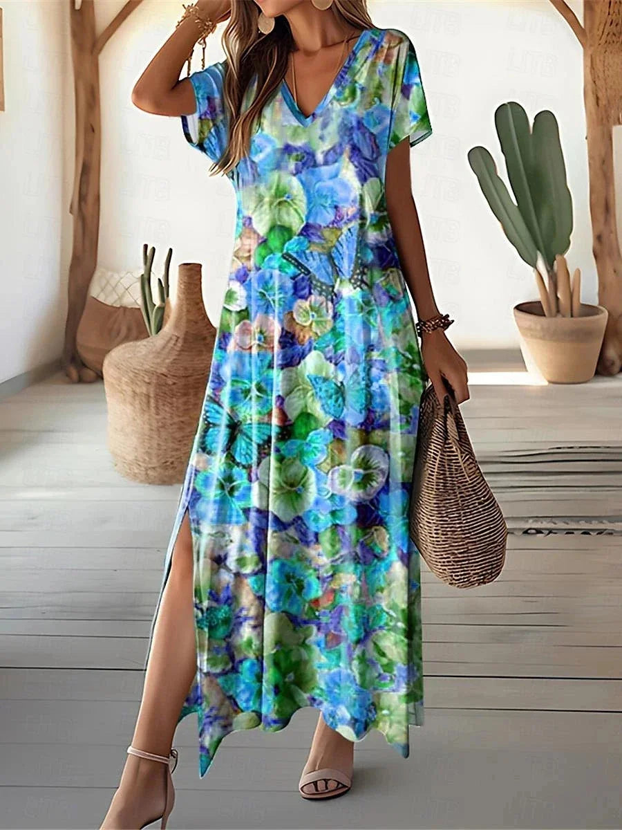 Floral Print Women Dresses Summer Long Dresses