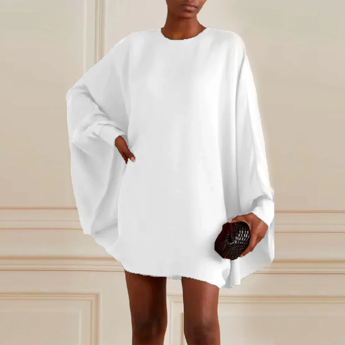 Above Knee Dress Neck Batwing Sleeves Loose Dresses