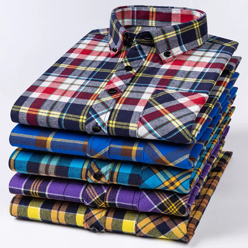 Yellow long-sleeve men slim fit casual plain shirt