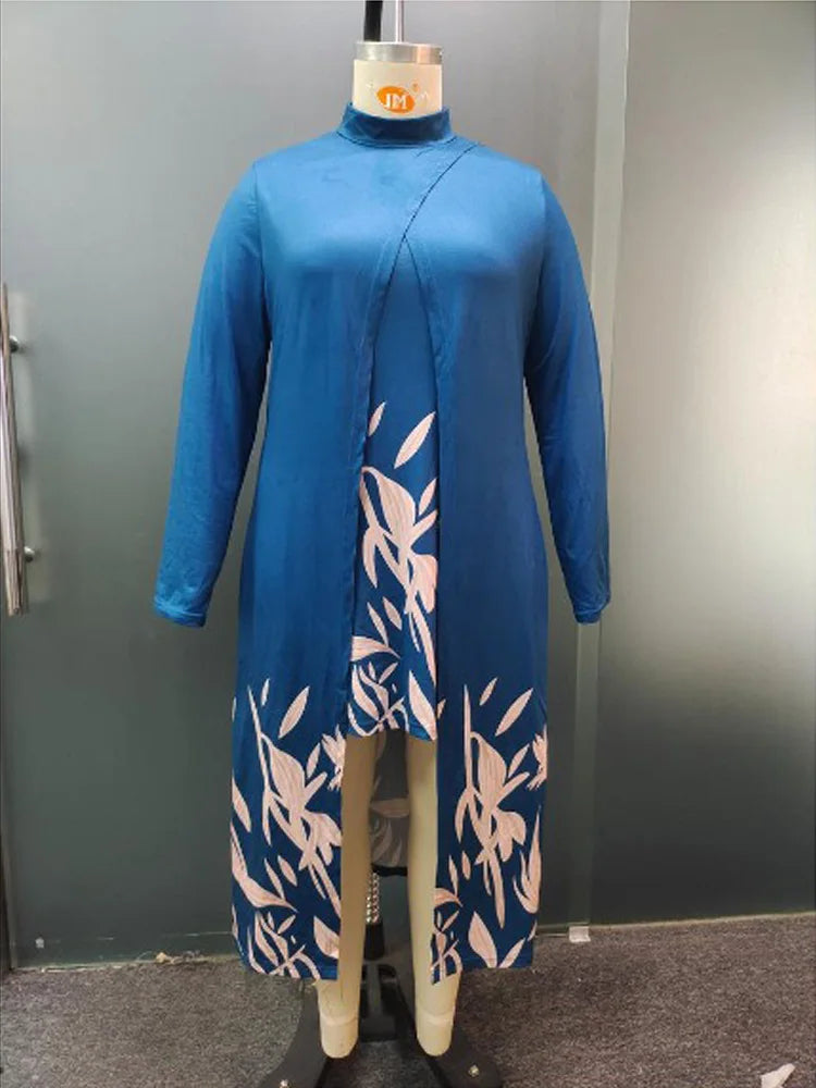 Printed Dress Women Long Sleeve Asymmetrical Dress Denicy