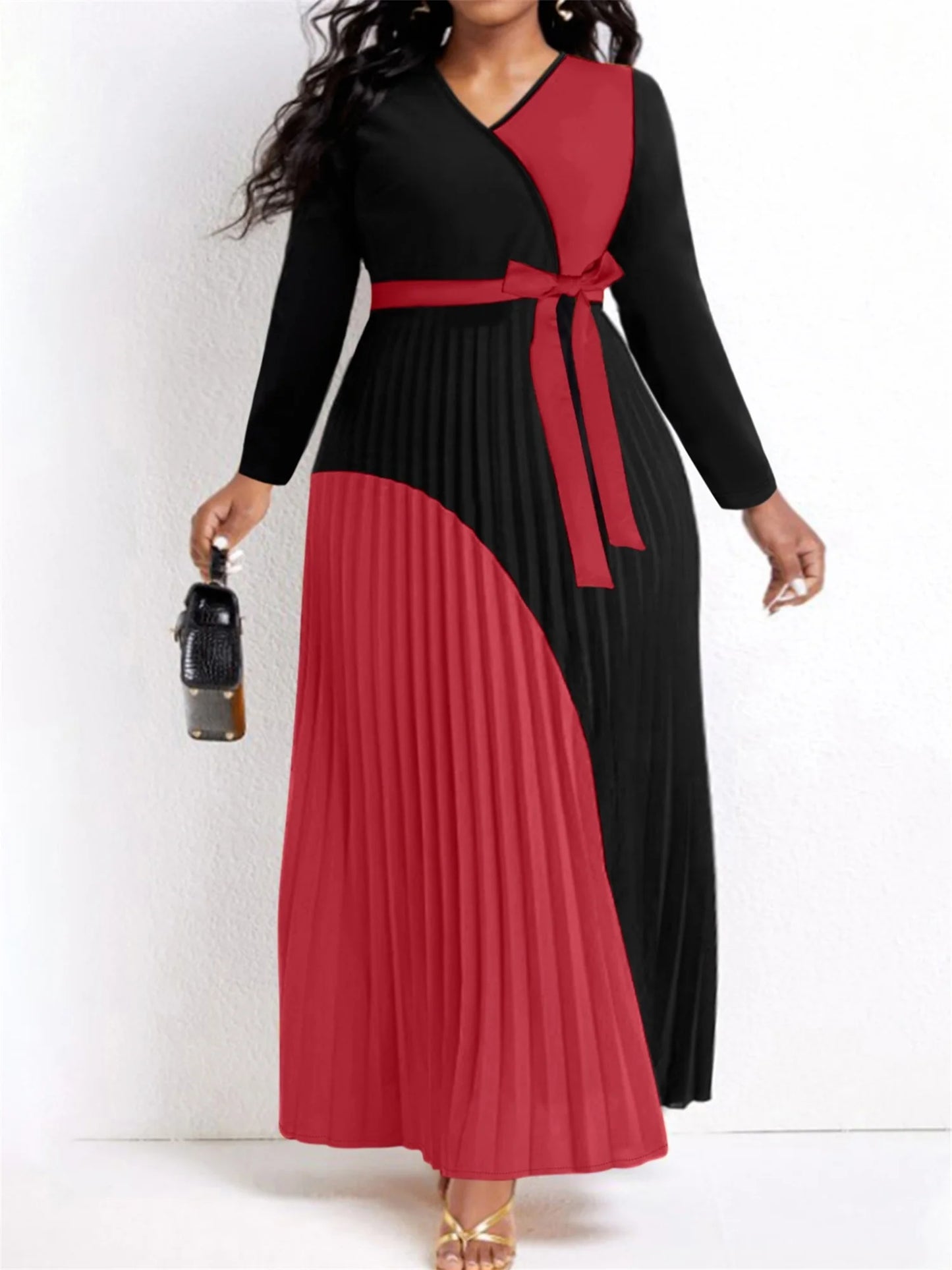 Elegant Fall Maxi Dresses Bandage  Pleated A Line Dress